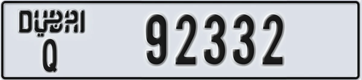 UAE License Plate Dubai Q 92332