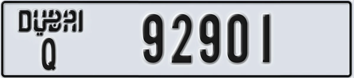 UAE License Plate Dubai Q 92901