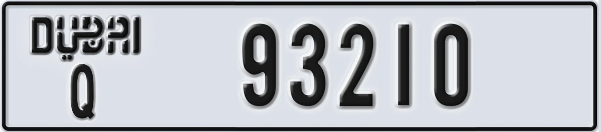 UAE License Plate Dubai Q 93210