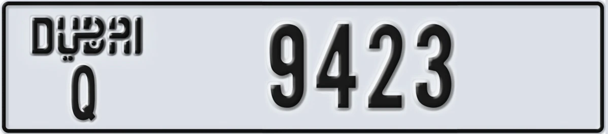 UAE License Plate Dubai Q 9423