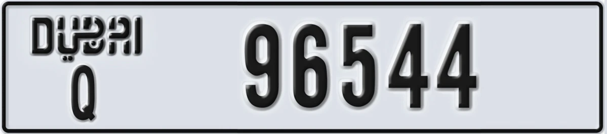UAE License Plate Dubai Q 96544