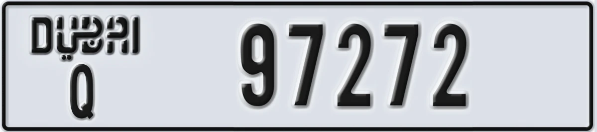 UAE License Plate Dubai Q 97272