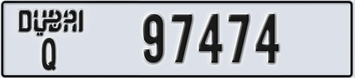 UAE License Plate Dubai Q 97474