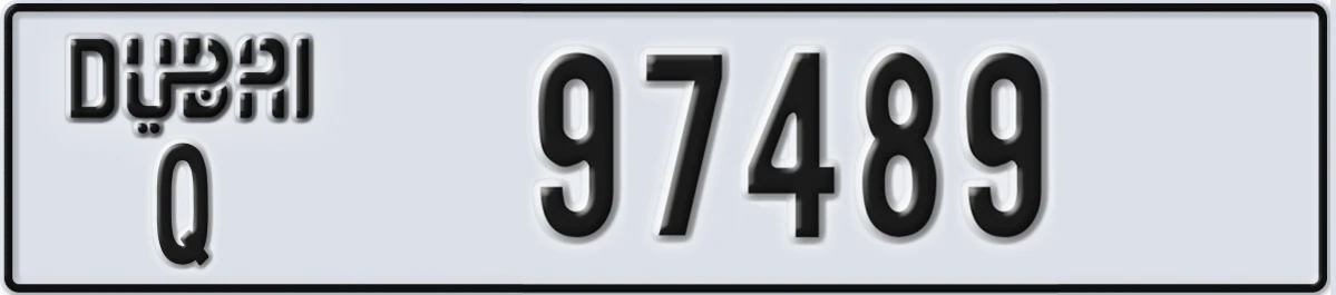 UAE License Plate Dubai Q 97489