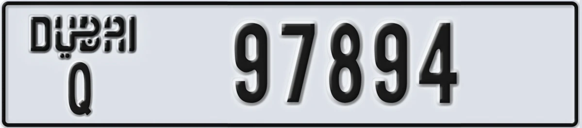 UAE License Plate Dubai Q 97894