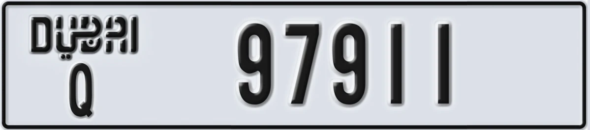 UAE License Plate Dubai Q 97911