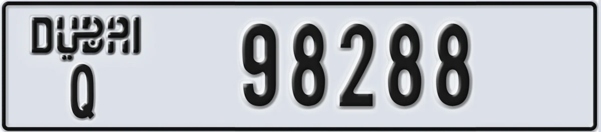 UAE License Plate Dubai Q 98288