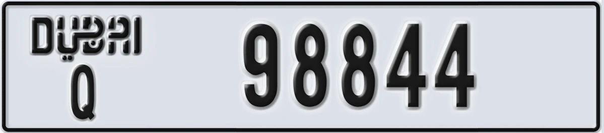 UAE License Plate Dubai Q 98844