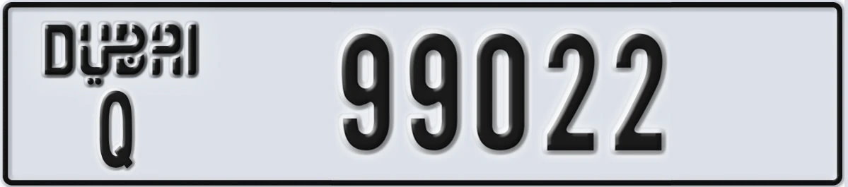 UAE License Plate Dubai Q 99022