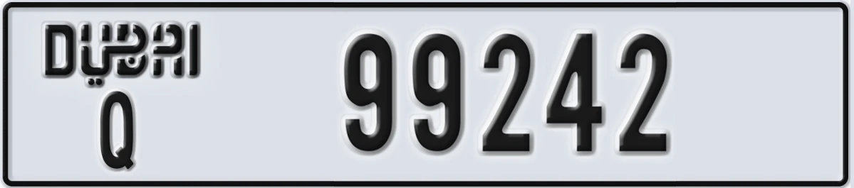 UAE License Plate Dubai Q 99242