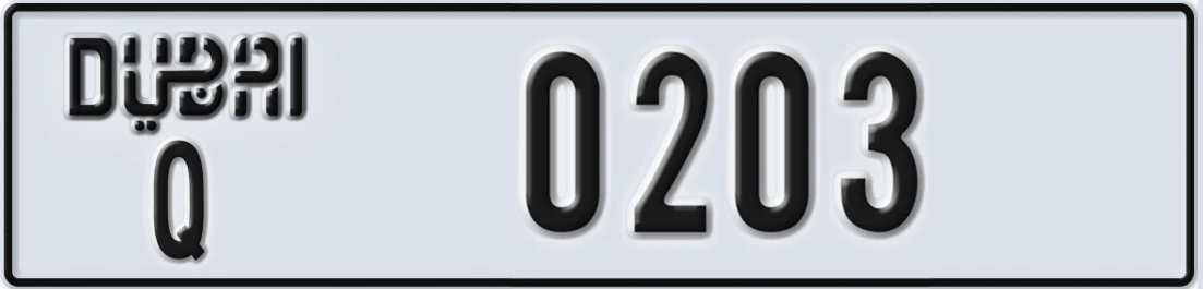 UAE License Plate Dubai Q X0203