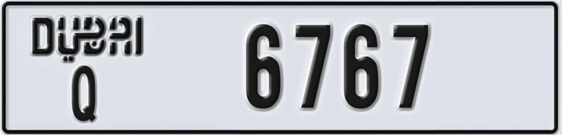 UAE License Plate Dubai Q X6767