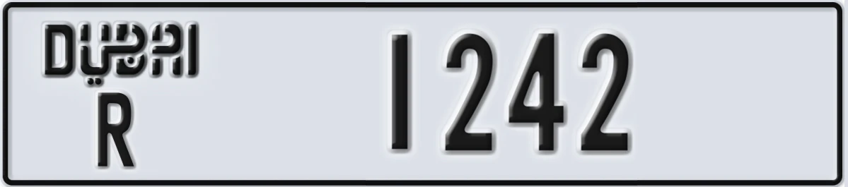 UAE License Plate Dubai R 1242
