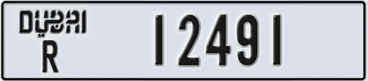 UAE License Plate Dubai R 12491