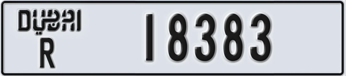 UAE License Plate Dubai R 18383