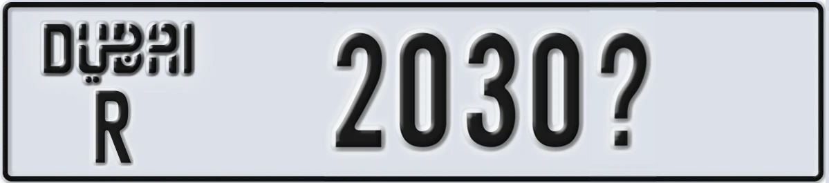 UAE License Plate Dubai R 2030X