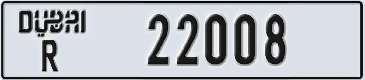 UAE License Plate Dubai R 22008
