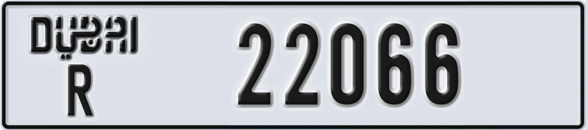 UAE License Plate Dubai R 22066