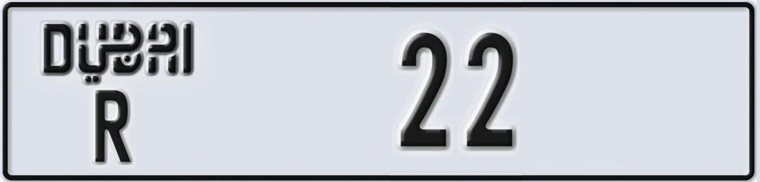 UAE License Plate Dubai R 22X