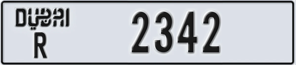 UAE License Plate Dubai R 2342