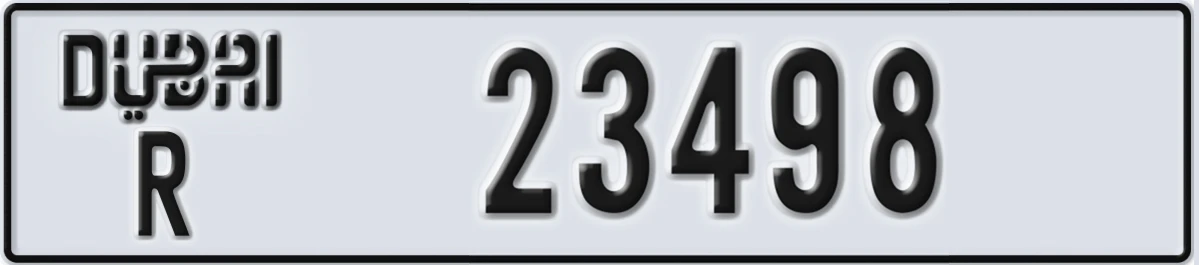 UAE License Plate Dubai R 23498