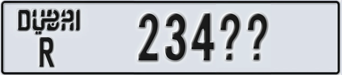 UAE License Plate Dubai R 234@@