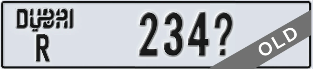 UAE License Plate Dubai R 234X