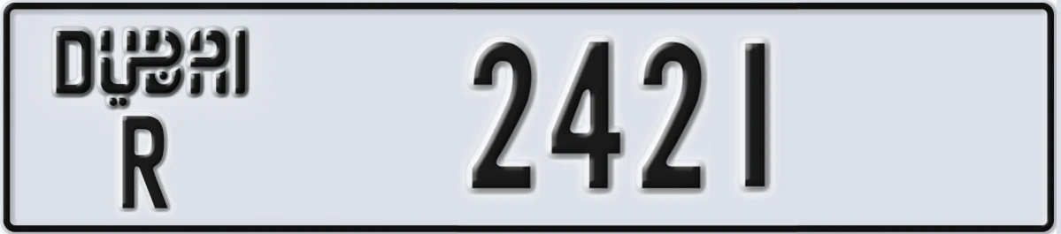 UAE License Plate Dubai R 2421