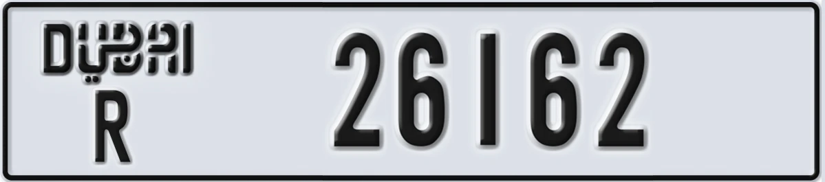 UAE License Plate Dubai R 26162