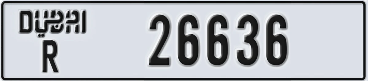 UAE License Plate Dubai R 26636