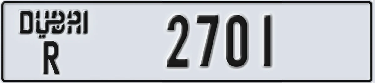UAE License Plate Dubai R 2701