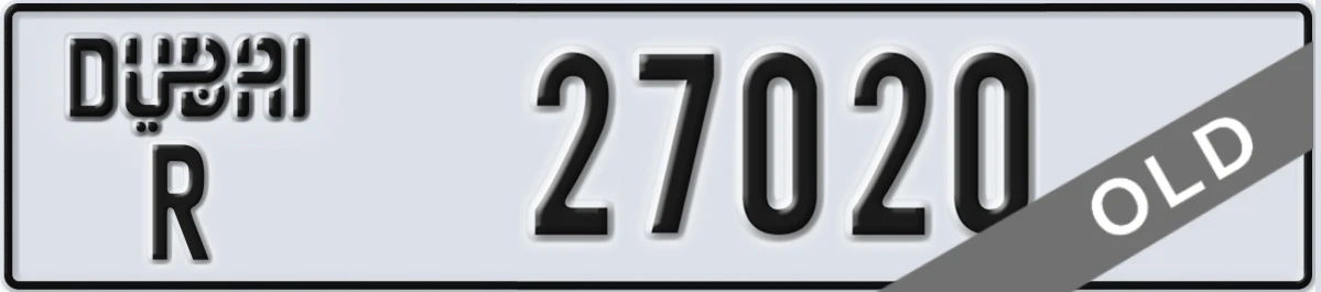 UAE License Plate Dubai R 27020