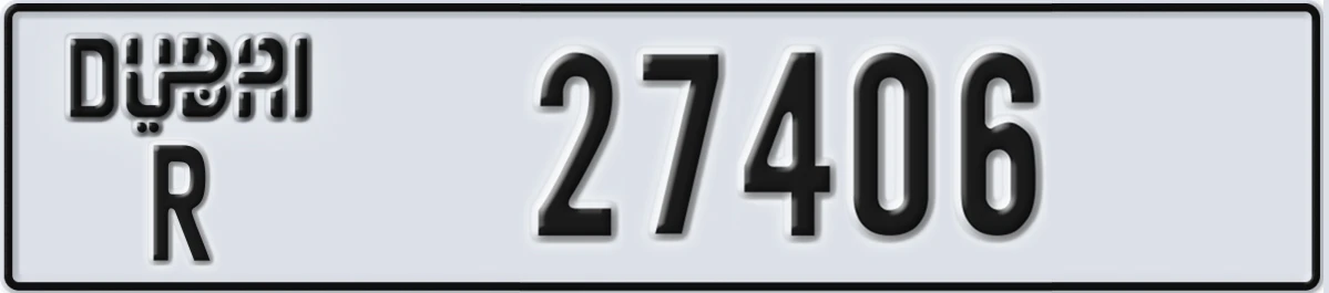 UAE License Plate Dubai R 27406