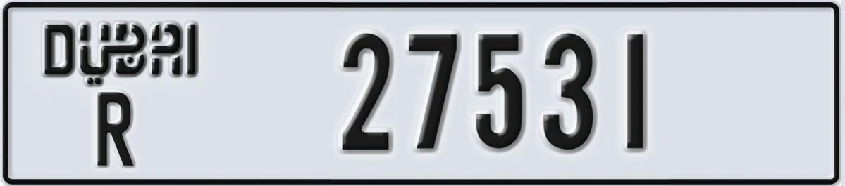 UAE License Plate Dubai R 27531