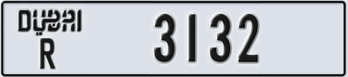 UAE License Plate Dubai R 3132
