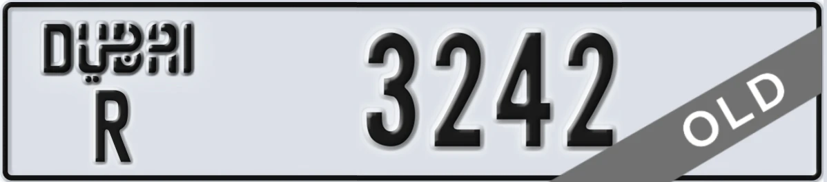 UAE License Plate Dubai R 3242