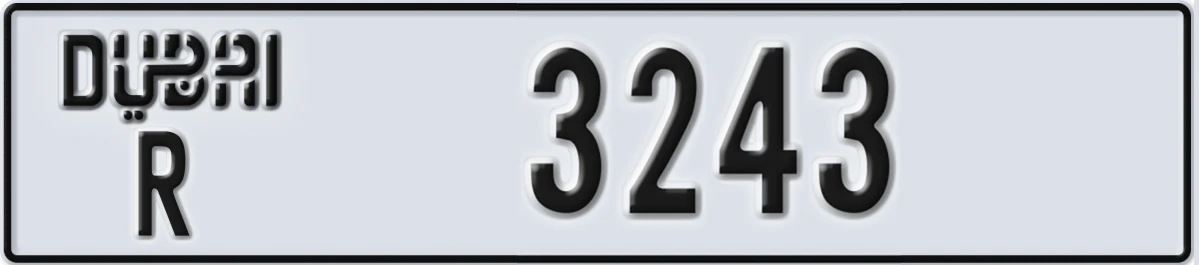 UAE License Plate Dubai R 3243