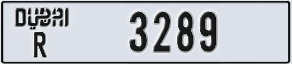 UAE License Plate Dubai R 3289