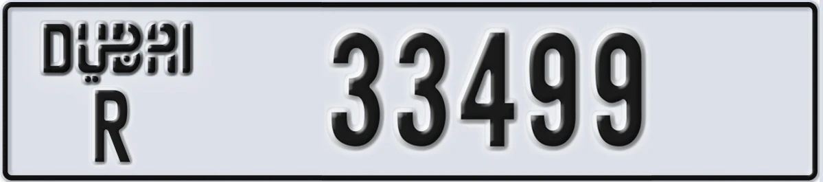 UAE License Plate Dubai R 33499