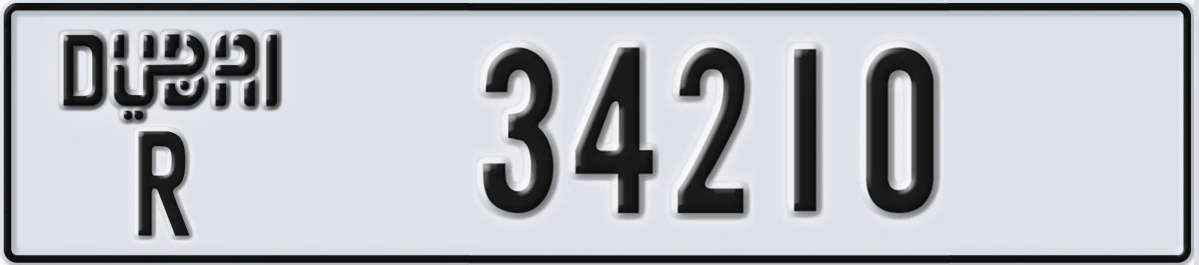 UAE License Plate Dubai R 34210