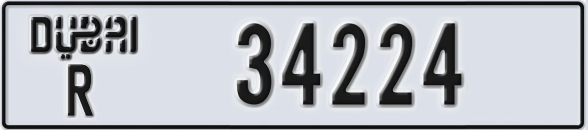 UAE License Plate Dubai R 34224