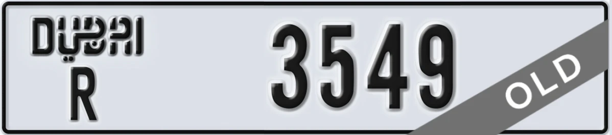 UAE License Plate Dubai R 3549