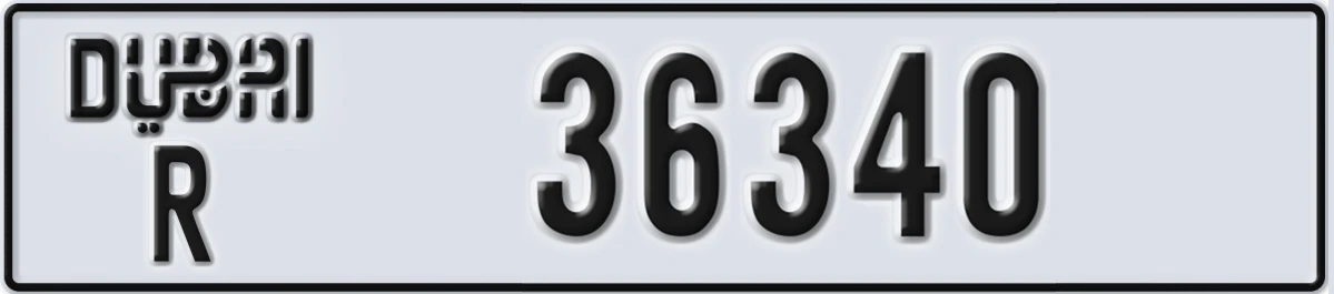 UAE License Plate Dubai R 36340