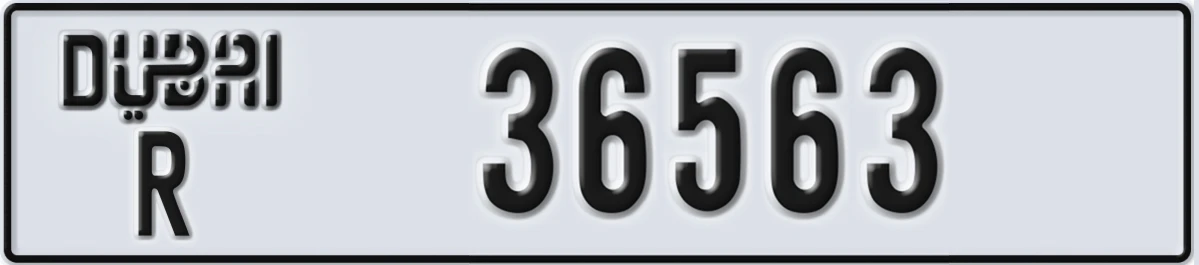 UAE License Plate Dubai R 36563