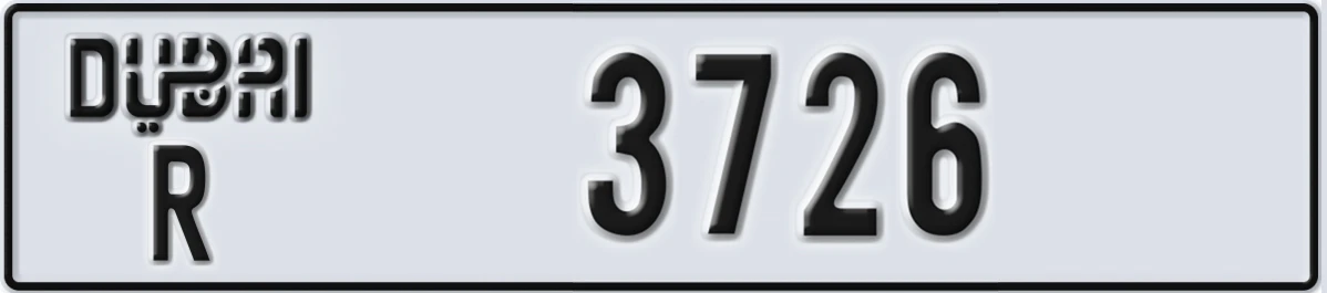 UAE License Plate Dubai R 3726