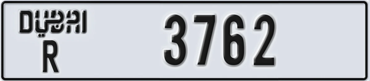 UAE License Plate Dubai R 3762