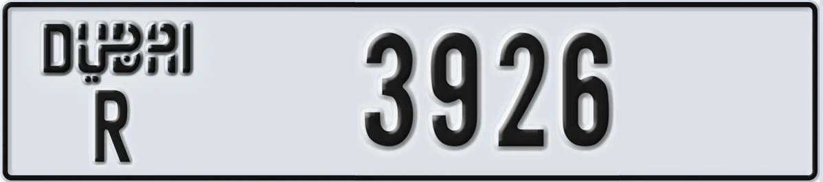 UAE License Plate Dubai R 3926