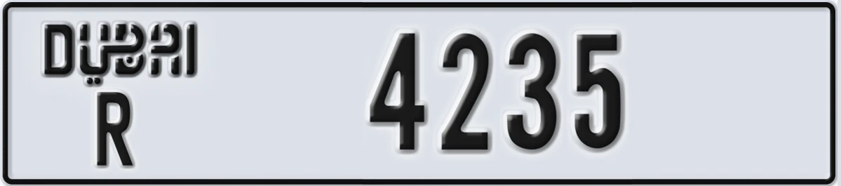 UAE License Plate Dubai R 4235