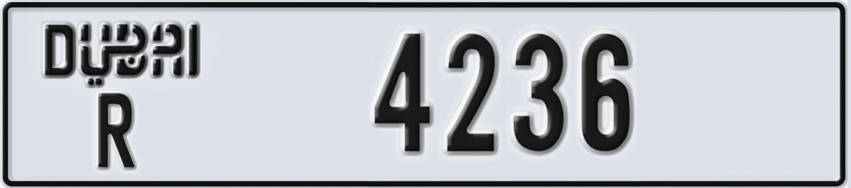 UAE License Plate Dubai R 4236