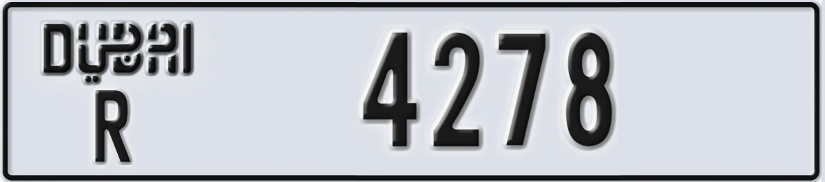 UAE License Plate Dubai R 4278
